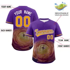 Purple 3D Flower Design Authentic Baseball Jersey 2