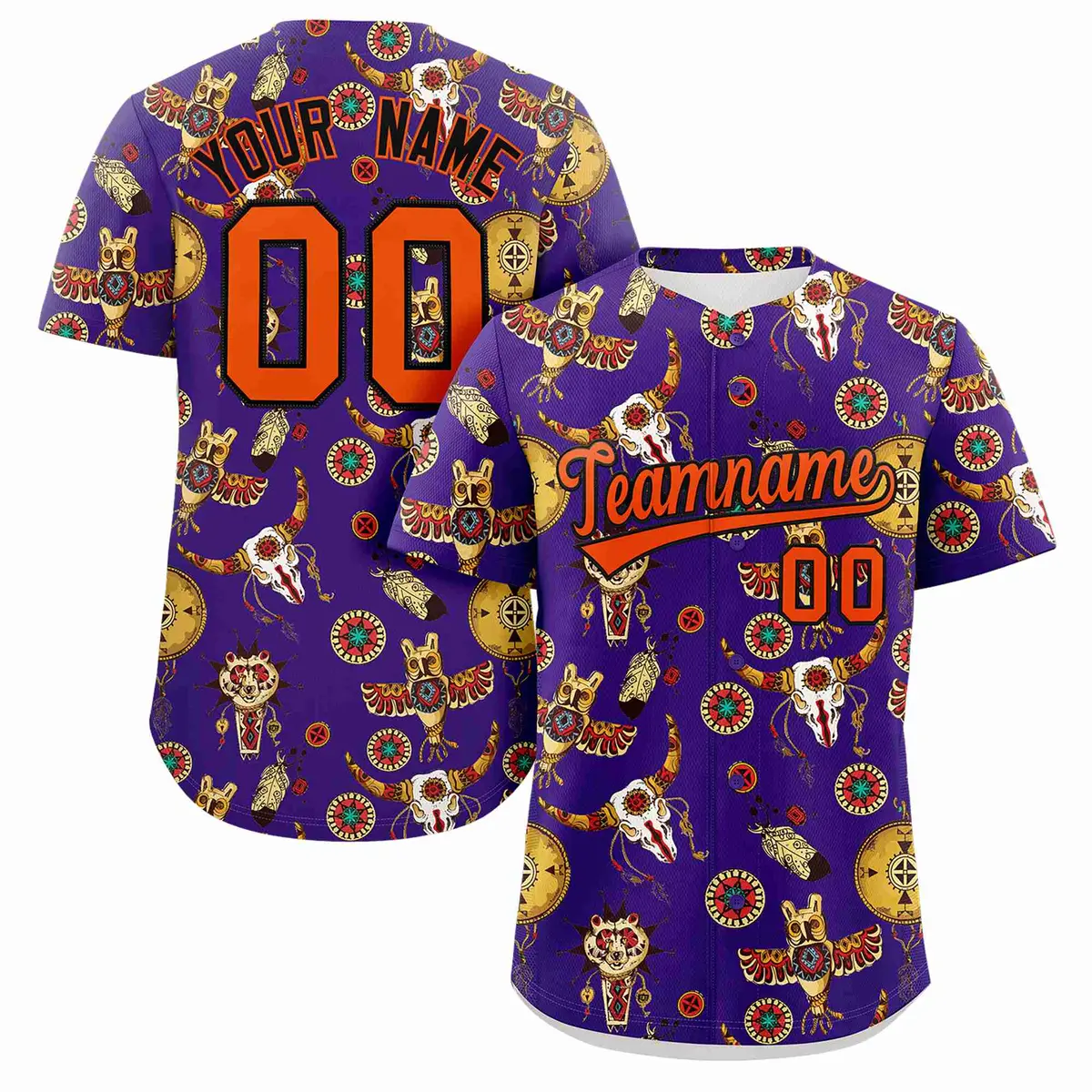 Purple 3D Graffiti Pattern Baseball Jersey