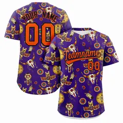 Purple 3D Graffiti Pattern Baseball Jersey