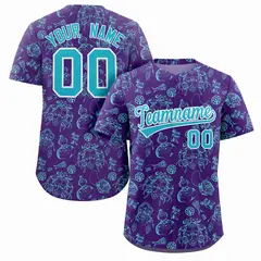 Purple 3D Graffiti Pattern Baseball Jersey