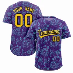 Purple 3D Graffiti Pattern Baseball Jersey