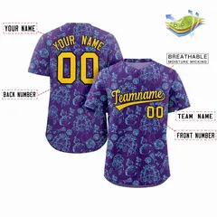 Purple 3D Graffiti Pattern Baseball Jersey 2