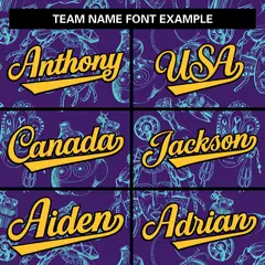 Purple 3D Graffiti Pattern Baseball Jersey 3