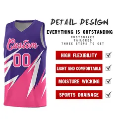 Purple Abstract Mountain Pattern Basketball Jersey 2