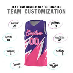 Purple Abstract Mountain Pattern Basketball Jersey 3