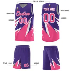 Purple Abstract Mountain Pattern Basketball Jersey 4