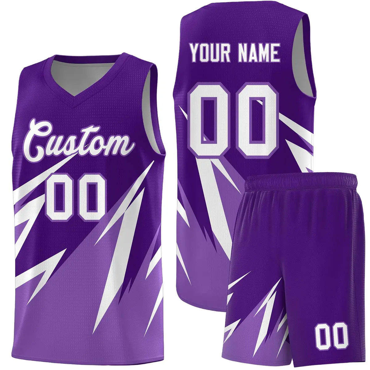 Purple Abstract Mountain Pattern Basketball Jersey
