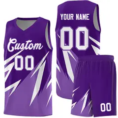 Purple Abstract Mountain Pattern Basketball Jersey