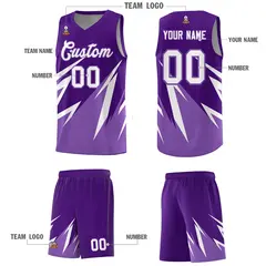 Purple Abstract Mountain Pattern Basketball Jersey 4
