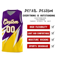 Purple Abstract Mountain Pattern Basketball Jersey 2