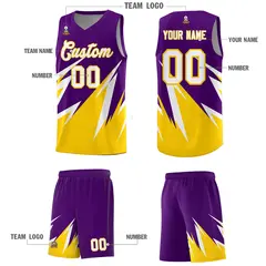 Purple Abstract Mountain Pattern Basketball Jersey 4