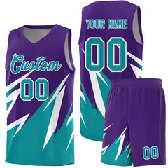 Purple Abstract Mountain Pattern Basketball Jersey 1