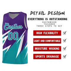 Purple Abstract Mountain Pattern Basketball Jersey 2