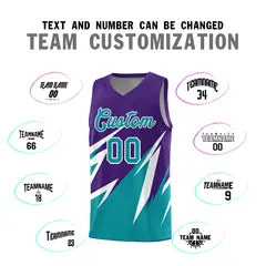 Purple Abstract Mountain Pattern Basketball Jersey 3