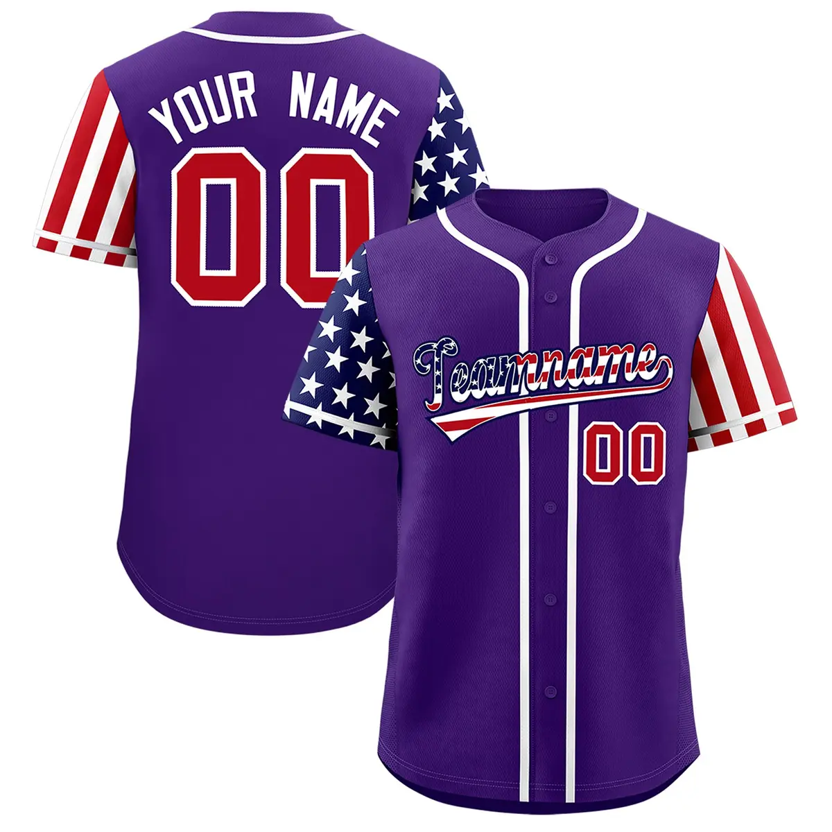 Purple American Flag Design Baseball Jersey