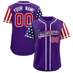 Purple American Flag Design Baseball Jersey 1