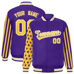 Purple American Flag Varsity Letterman Bomber Jacket 1