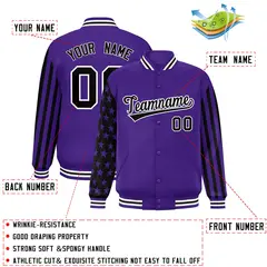 Purple American Flag Varsity Letterman Bomber Jacket 2