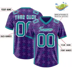 Purple Aqua All Star Graffiti Pattern Football Jersey 2