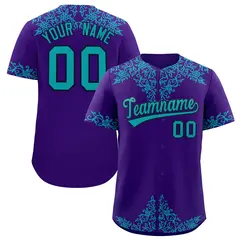 Purple Aqua Baroque Style Baseball Jersey 1
