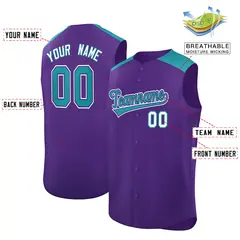 Purple Aqua Classic Sleeveless Baseball Jersey 2