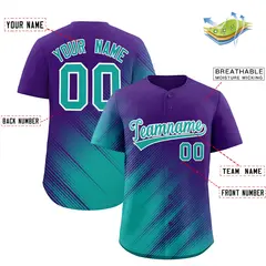 Purple Aqua Diagonal Stripe Gradient Fashion Baseball Jersey 2