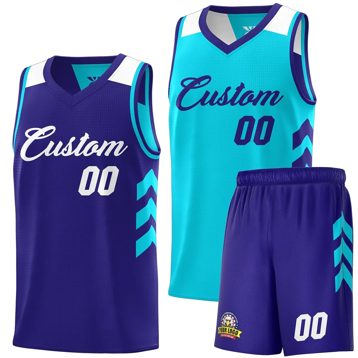 Purple Aqua Double Side Sets Basketball Jersey