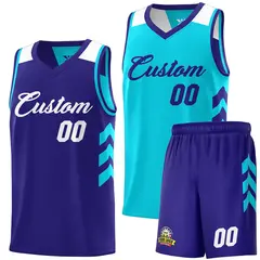 Purple Aqua Double Side Sets Basketball Jersey