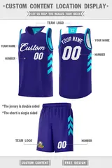 Purple Aqua Double Side Sets Basketball Jersey 2