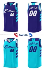 Purple Aqua Double Side Sets Basketball Jersey 3
