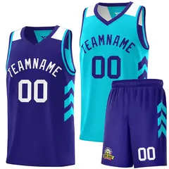 Purple Aqua Double Side Sets Basketball Jersey