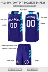 Purple Aqua Double Side Sets Basketball Jersey 2