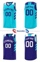 Purple Aqua Double Side Sets Basketball Jersey 3