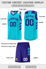 Purple Aqua Double Side Sets Basketball Jersey 4