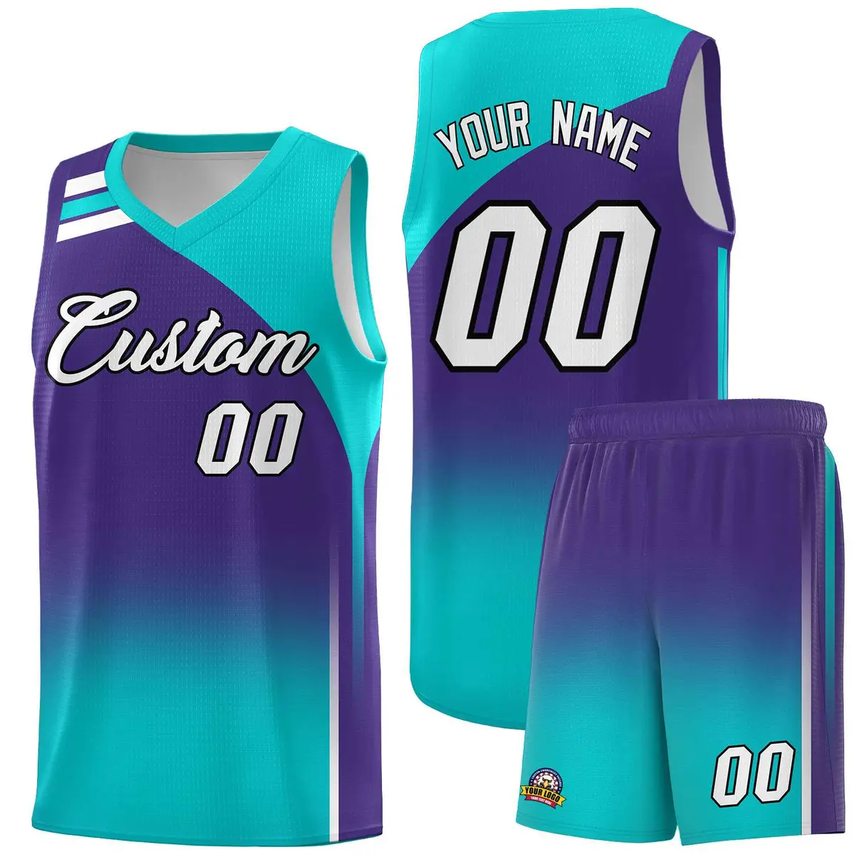 Purple Aqua Gradient Basketball Jersey
