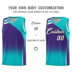 Purple Aqua Gradient Basketball Jersey 3