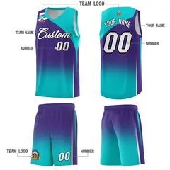 Purple Aqua Gradient Basketball Jersey 5