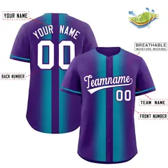 Purple Aqua Gradient Lapel Fashion Baseball Jersey 2