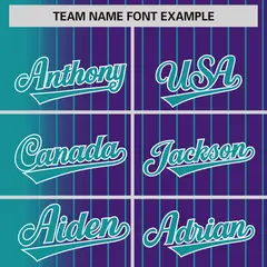 Purple Aqua Gradient Pinstripe Varsity Full-Snap Letterman Baseball Jacket 3