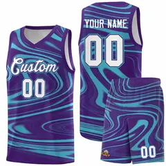 Purple Aqua Graffiti Fluids Style Basketball Jersey Sets 1