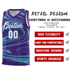 Purple Aqua Graffiti Fluids Style Basketball Jersey Sets 2