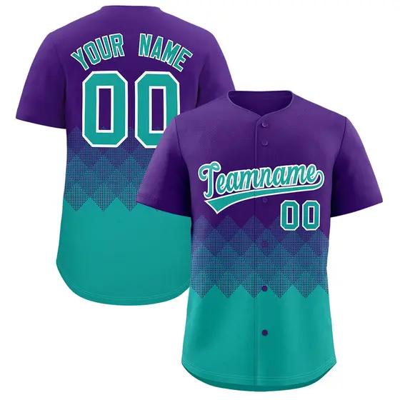 Purple Aqua Grid Blur Pattern Baseball Jersey