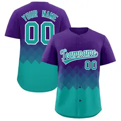 Purple Aqua Grid Blur Pattern Baseball Jersey 1
