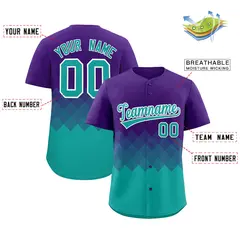 Purple Aqua Grid Blur Pattern Baseball Jersey 2