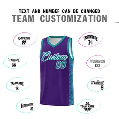 Purple Aqua Indians Pattern Basketball Uniform Jersey 4