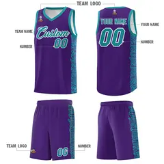 Purple Aqua Indians Pattern Basketball Uniform Jersey 5