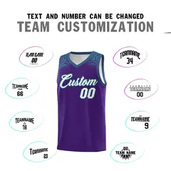 Purple Aqua Indians Print Basketball Uniform Jersey 4