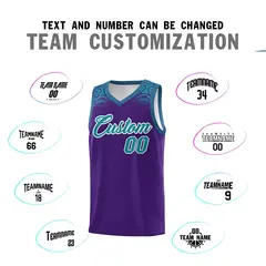 Purple Aqua Indians Print Basketball Uniform Jersey 4