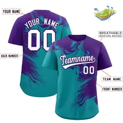 Purple Aqua Ink Pattern Authentic Baseball Jersey 2