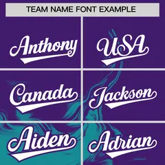 Purple Aqua Ink Pattern Authentic Baseball Jersey 3